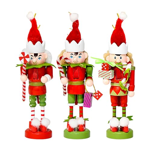 Puwaiio Weihnachtliche Nussknacker Deko | 12 cm Holzfigur,3er Set Weihnachtsdekoration Für Wand Tisch Kamelbank Bücherregal Christbaum Puwaiio Weihnachtliche Nussknacker Deko | 12 cm Holzfigur,3er Set Weihnachtsdekoration Für Wand Tisch Kamelbank Bücherregal Christbaum von Puwaiio