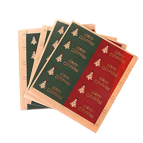 200 Weihnachtsaufkleber,3 Colored Weihnachts Umbau Aufkleber,Aufkleber Bronzing-Eichmeister rotes Schwarz Grün Weihnacht Paket Dichtungs-Aufkleber für Scrapbooking green and red von Pveath
