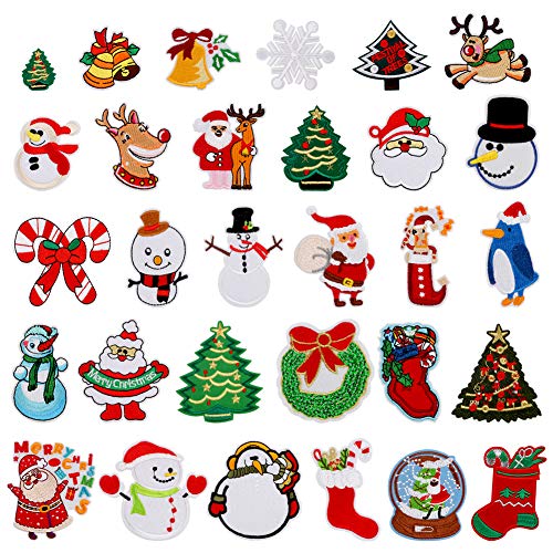 30 Stück bestickte Applikationen, Weihnachtsmann, Schneemann, bestickt, zum Aufbügeln, für Weihnachten, Festival, Party, Stoff, Hut, DIY-Dekoration 30 Stück bestickte Applikationen, Weihnachtsmann, Schneemann, bestickt, zum Aufbügeln, für Weihnachten, Festival, Party, Stoff, Hut, DIY-Dekoration von Pveath