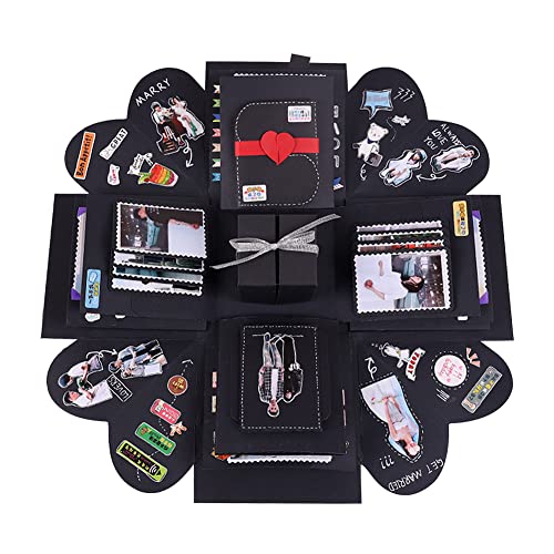 Explosionsbox, Kreative Überraschungbox Handgemachtes Fotoalbum zum Selbstgestalten, DIY Jahrestag Geburtstags Geschenkbox Personalisierte Geschenk für Freund Männer ihn, Schwarz, MEHRWEG Explosionsbox, Kreative Überraschungbox Handgemachtes Fotoalbum zum Selbstgestalten, DIY Jahrestag Geburtstags Geschenkbox Personalisierte Geschenk für Freund Männer ihn, Schwarz, MEHRWEG von Pveath
