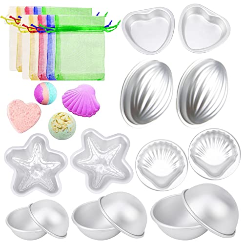 14Stücke Badebomben Formen, Badebomben Herstellung zur Badebomben Selber Machen, Conch Seesterne Halbkugeln Herz Jakobsmuscheln badebombe form mit Organzabeutel, DIY Bath Bombs zur Seifenherstellung 14Stücke Badebomben Formen, Badebomben Herstellung zur Badebomben Selber Machen, Conch Seesterne Halbkugeln Herz Jakobsmuscheln badebombe form mit Organzabeutel, DIY Bath Bombs zur Seifenherstellung von Pwsap