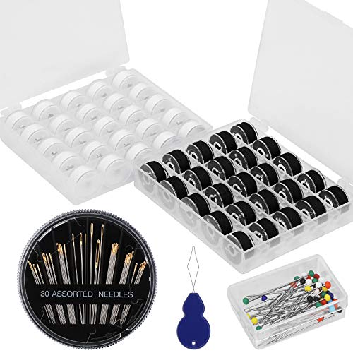50Stück Spulen Nähmaschine, Schwarz und weiß Spulen Unterfadenspulen, Nähmaschinengarn Nähmaschinen-Set mit Nadeln,Threader, Spulenbox, Nähmaschinen Spule für Brother Babylock Janome Kenmore Singer 50Stück Spulen Nähmaschine, Schwarz und weiß Spulen Unterfadenspulen, Nähmaschinengarn Nähmaschinen-Set mit Nadeln,Threader, Spulenbox, Nähmaschinen Spule für Brother Babylock Janome Kenmore Singer von Pwsap