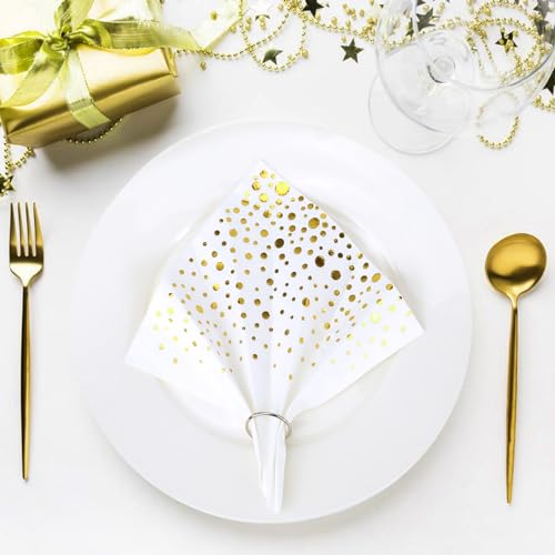 60 Stück Weiß Gold Gepunktet Party-Servietten,Servietten Gold Dots Papierservietten Golden Foiled Papierservietten Weiß mit Goldenen Cocktail-Servietten Party-Servietten Abendessen Servietten,33x33cm 60 Stück Weiß Gold Gepunktet Party-Servietten,Servietten Gold Dots Papierservietten Golden Foiled Papierservietten Weiß mit Goldenen Cocktail-Servietten Party-Servietten Abendessen Servietten,33x33cm von Pwsap
