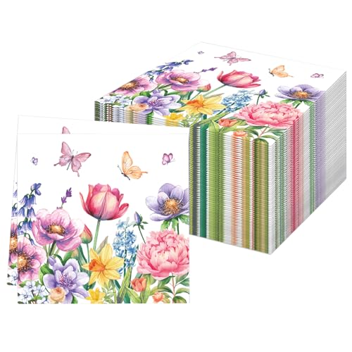 60Stück Bunt Blumen Schmetterling Servietten,Frühling Sommer Papierservietten Paper Napkins Schmetterlinge Wegwerfservietten Bedruckte Blumen Papiertaschentücher Partyzubehör Tischdekoration,33 x 33cm 60Stück Bunt Blumen Schmetterling Servietten,Frühling Sommer Papierservietten Paper Napkins Schmetterlinge Wegwerfservietten Bedruckte Blumen Papiertaschentücher Partyzubehör Tischdekoration,33 x 33cm von Pwsap
