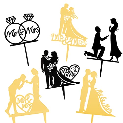 6Stück Topper Torten, Personalisierte Acryl Kuchen Aufsatz Hochzeit Tortenstecker Mr & Mrs Cupcake Glitter Deko für Engagement Hochzeitsfeier Jahrestag Party Valentinstag, Gold und Schwarz 6Stück Topper Torten, Personalisierte Acryl Kuchen Aufsatz Hochzeit Tortenstecker Mr & Mrs Cupcake Glitter Deko für Engagement Hochzeitsfeier Jahrestag Party Valentinstag, Gold und Schwarz von Pwsap