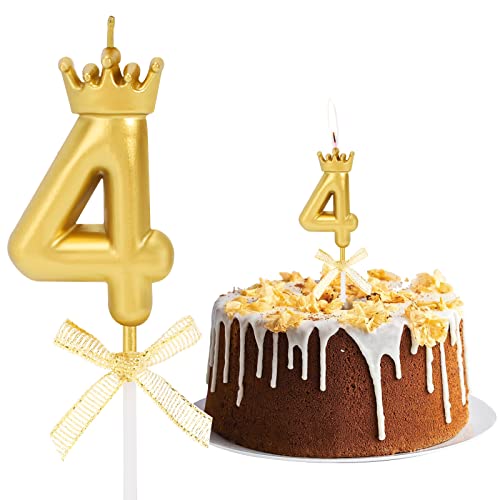 Geburtstag Nummer Kerzen, Zahlenkerze mit Schleife und Krone Mädchen Geburtstagskerzen Kuchen Kerzen Zahl 4 Glitzer Kuchen Topper Dekoration für Hochzeit Geburtstag Jubiläum Feier Abschluss, Golden Geburtstag Nummer Kerzen, Zahlenkerze mit Schleife und Krone Mädchen Geburtstagskerzen Kuchen Kerzen Zahl 4 Glitzer Kuchen Topper Dekoration für Hochzeit Geburtstag Jubiläum Feier Abschluss, Golden von Pwsap