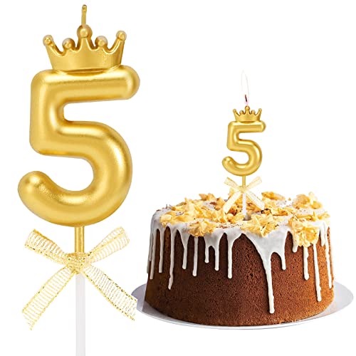 Geburtstag Nummer Kerzen, Zahlenkerze mit Schleife und Krone Mädchen Geburtstagskerzen Kuchen Kerzen Zahl 5 Glitzer Kuchen Topper Dekoration für Hochzeit Geburtstag Jubiläum Feier Abschluss, Golden Geburtstag Nummer Kerzen, Zahlenkerze mit Schleife und Krone Mädchen Geburtstagskerzen Kuchen Kerzen Zahl 5 Glitzer Kuchen Topper Dekoration für Hochzeit Geburtstag Jubiläum Feier Abschluss, Golden von Pwsap