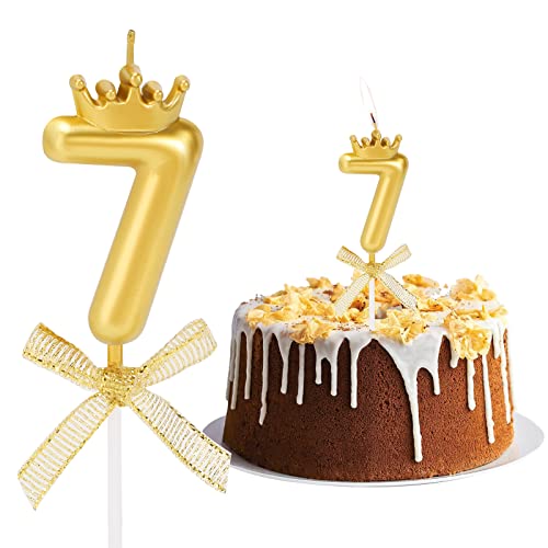 Geburtstag Nummer Kerzen, Zahlenkerze mit Schleife und Krone Mädchen Geburtstagskerzen Kuchen Kerzen Zahl 7 Glitzer Kuchen Topper Dekoration für Hochzeit Geburtstag Jubiläum Feier Abschluss, Golden Geburtstag Nummer Kerzen, Zahlenkerze mit Schleife und Krone Mädchen Geburtstagskerzen Kuchen Kerzen Zahl 7 Glitzer Kuchen Topper Dekoration für Hochzeit Geburtstag Jubiläum Feier Abschluss, Golden von Pwsap