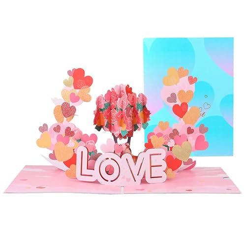 Karte zum Valentinstag 3D Pop up Grußkarte Pop-Up Blumen Karte Liebesbaum Karte Glückwunschkarte mit Umschlag und Nachrichtenkarte Valentinstag Klappkarte Hochzeitstagskarte für Liebhaber Karte zum Valentinstag 3D Pop up Grußkarte Pop-Up Blumen Karte Liebesbaum Karte Glückwunschkarte mit Umschlag und Nachrichtenkarte Valentinstag Klappkarte Hochzeitstagskarte für Liebhaber von Pwsap