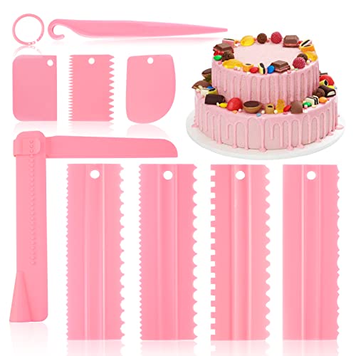 Pwsap 9 Stück Tortenspachtel Einstellbare Kuchenschaber Tortenspachtel Icing Glätter Fondant Spatel Kuchenschaber Aus DIY Modellierwerkzeug Fondant Kuchenschaber Werkzeug Gebäckschneider Rosa von Pwsap