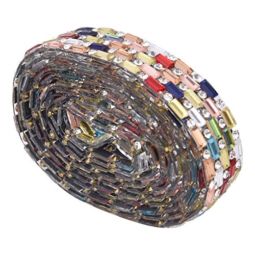 Mehrfarbige Strasskette, Kristallglasband Zur Kleidungsdekoration, Zum Aufbügeln oder Aufkleben (5 Farbreihen (1,4 cm breit)) von Pwshymi