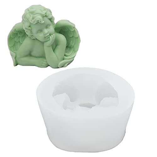Pwshymi 3D-Kerzenform aus Kunstharz, Silikonform, Wiederverwendbar, Lebensmittelecht, mit Hoher Temperaturbeständigkeit, für Selbstgemachte Kuchen, Heimdekoration (Einhandes Gesicht Angel) von Pwshymi