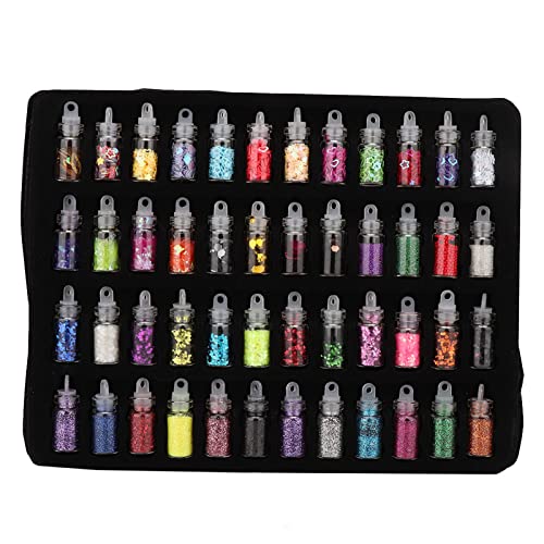 Pwshymi 48 Flaschen Flash-Pailletten-Pulver-Dekoration, Festival-Glitter, Make-up, Glitzer, DIY-Schmuck, Epoxy-Formenbau-Werkzeug für Körpernägel Glitter von Pwshymi