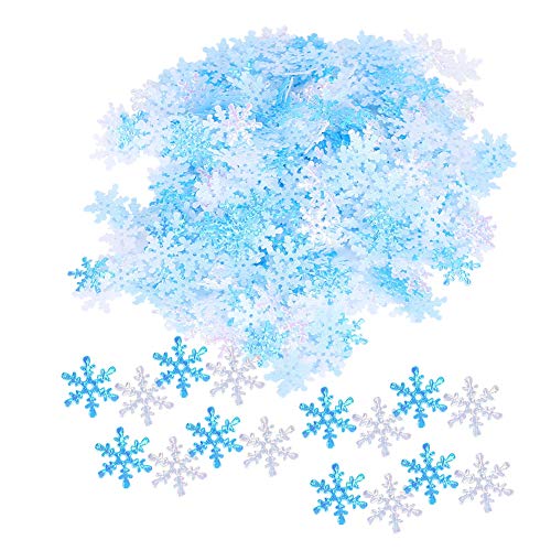 Pwshymi Blau-Weiß-Schneeflocken-Konfetti-Dekorationen in Verschiedenen Farben, 15 Mm, Perfekt für Weihnachten, Geburtstag, Hochzeiten, Winter, Babypartys von Pwshymi