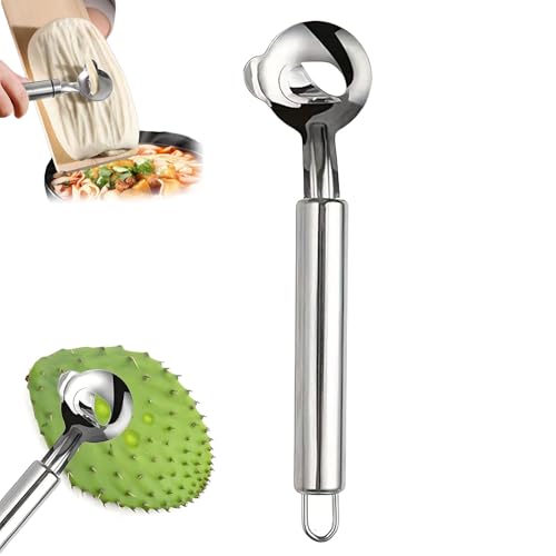 Cactus Peeler Spoon, Pelador De Nopales, Cuchara Para Pelar Nopales, Stainless Steel Cactus Peeler with Long Handle, Sliced Chinese Noodle Cutter (1PCS) von Pwzoax