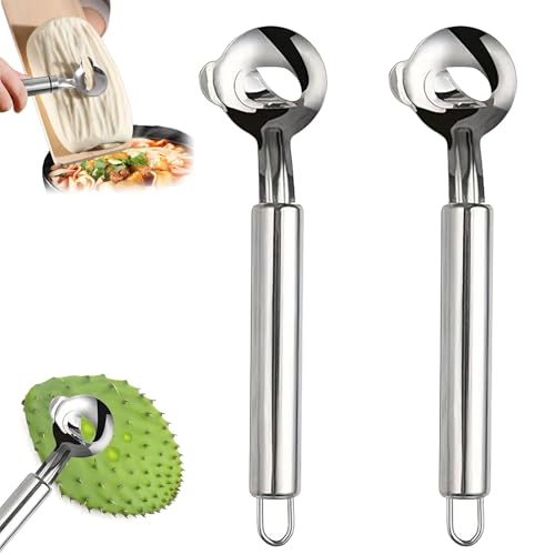 Cactus Peeler Spoon, Pelador De Nopales, Cuchara Para Pelar Nopales, Stainless Steel Cactus Peeler with Long Handle, Sliced Chinese Noodle Cutter (2PCS) von Pwzoax
