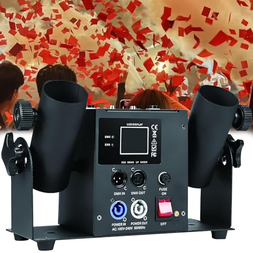 PxkVrin 2 Kopf Konfettimaschine, Pistola De AtmóSfera De Flores De Confeti De Boda, für Bar, BüHne, Feier Und Hochzeit, Nachtclub, Bar, Dj-Jet-Effekt. von PxkVrin