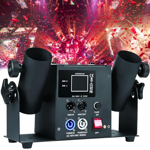 PxkVrin 2 Kopf Konfettimaschine, Tirador De Confeti Profesional, Altura De Chorro 8-10 M, für Hochzeiten, Discos, Shows, Clubs, BüHnenpartys. von PxkVrin