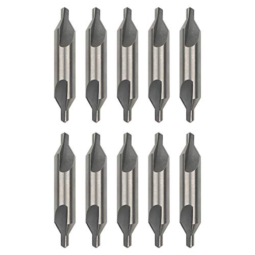 Pxyelec 10 Stück HSS Kombinierte Mittelbohrer Senker 60-Grad-Bit-Set Werkzeug Metalldrehmaschine Arbeitswerkzeuge Set 4,0 mm x 10 mm von Pxyelec