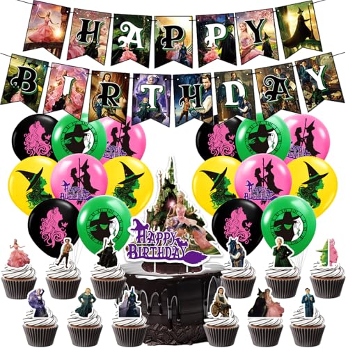 Glinda und Elphaba Wicked Geburtstagsparty-Dekorationen, Banner, Luftballons, Kuchendekoration, Cupcake-Topper, Kuchendekorationen Glinda und Elphaba Wicked Geburtstagsparty-Dekorationen, Banner, Luftballons, Kuchendekoration, Cupcake-Topper, Kuchendekorationen von Pyeunglloon