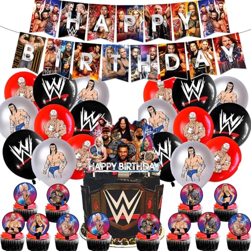 World Wrestling Geburtstagsparty-Dekorationen, Banner, Luftballons, Kuchendekoration, Cupcake-Topper, Kuchendekorationen World Wrestling Geburtstagsparty-Dekorationen, Banner, Luftballons, Kuchendekoration, Cupcake-Topper, Kuchendekorationen von Pyeunglloon