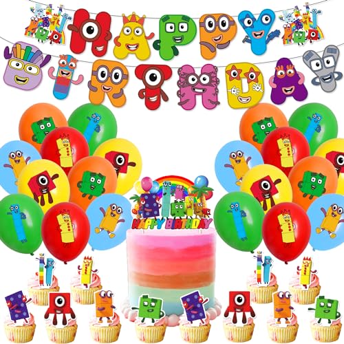 Zahl Geburtstag Party Dekorationen Blöcke Party Supplies Banner Luftballons Kuchen Topper Cupcake Topper Kuchen Dekorationen von Pyeunglloon