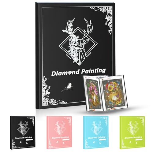 Pykaqil Diamond Painting Bilder Album, Diamond Painting Sammelmappe, A3 Mappe für Diamond Painting Bilder 30 x 40 cm (Schwarz, 30 Seiten Hält 60 Blatt) von Pykaqil