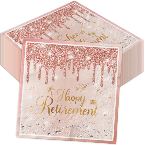 40 Stück rosa Papierservietten Ruhestand Party Dekorationen, Einweg-Servietten in Roségold, "We Will Miss You" Servietten für Männer und Frauen, Abschieds-Party-Dekorationen 40 Stück rosa Papierservietten Ruhestand Party Dekorationen, Einweg-Servietten in Roségold, "We Will Miss You" Servietten für Männer und Frauen, Abschieds-Party-Dekorationen von Pymurod