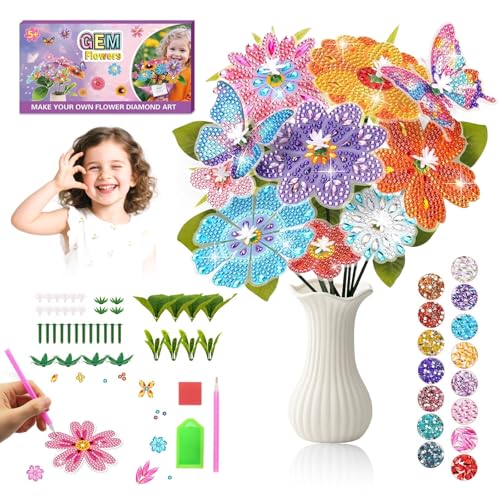 Diamond Painting Kinder Blume Blumenstrauß Diamant Basteln Set Geschenke Geburtstag Blumenstrauß Blumen Malerei Diamant von Pynzeka