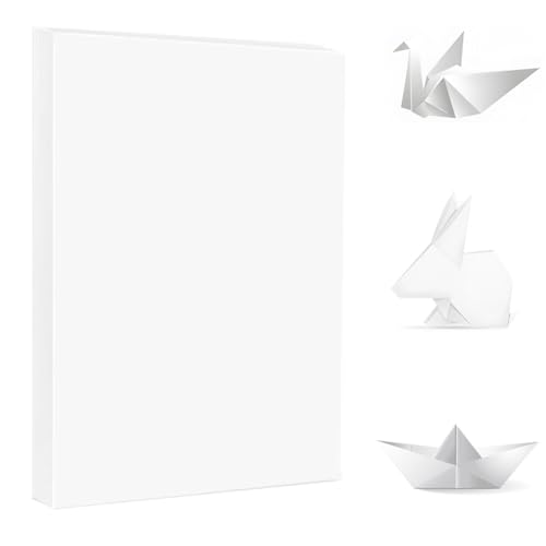Origami-Papier, 100 Blatt, Origami-Faltkopierpapier-Set, doppelseitig, 70 g/m², für Anfänger, Bastelarbeiten, Kunst- und Bastelprojekte (A4: 210 x 297 mm, Weiß) von Pyrisuu