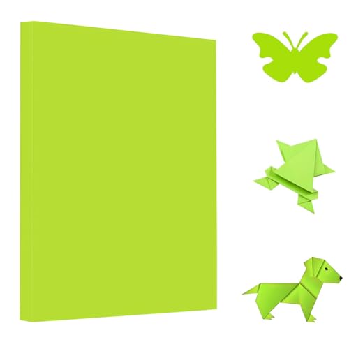 Origami-Papier, 100 Blatt, Origami-Kopierpapier-Set, doppelseitig, 70 g/m², für Anfänger, Bastelarbeiten, Kunst- und Bastelprojekte (A4: 210 x 297 mm, Gelbgrün) von Pyrisuu