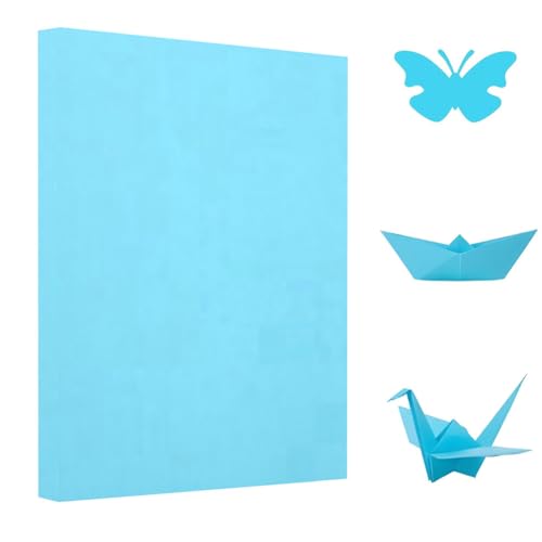 Origami-Papier, 100 Blatt, Origami-Kopierpapier-Set, doppelseitig, 70 g/m², für Anfänger, Bastelarbeiten, Kunst- und Bastelprojekte (A4: 210 x 297 mm, Hellblau) von Pyrisuu