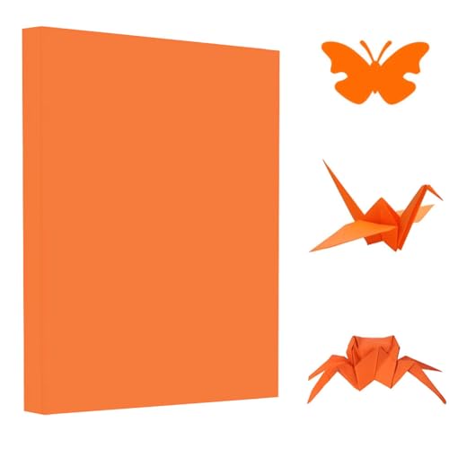 Origami-Papier, Orange, 100 Blatt, Origami-Kopierpapier-Set, doppelseitig, 70 g/m², für Anfänger, DIY-Handarbeit, Kunst- und Bastelprojekte (A4: 210 x 297 mm, Orange) von Pyrisuu