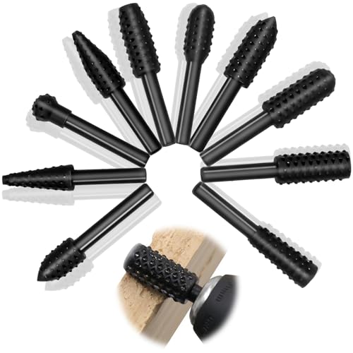 10 Stück Holzfräser Holzraspel Set für Bohrmaschine Fräsbohrer Raspel Holz Fräser Kugelfräser Holzfräser für Akkuschrauber Bohrer Fräser Holz Schaft Werkzeuge Zylinderfräser Zapfenfräser Konusfräser 10 Stück Holzfräser Holzraspel Set für Bohrmaschine Fräsbohrer Raspel Holz Fräser Kugelfräser Holzfräser für Akkuschrauber Bohrer Fräser Holz Schaft Werkzeuge Zylinderfräser Zapfenfräser Konusfräser von Pyroclasia
