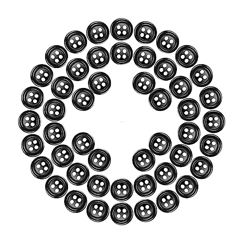 Knöpfe Harz Buttons 10mm Schwarz Knopf 4 Löcher Knöpfen zum Basteln 120 Stück Rund Hemdknöpfe mit Aufbewahrungsbox für Kleider Nähen DIY Handwerk und Deko von Pyroclasia