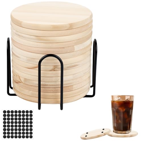 16 Stück Untersetzer Holz Rund Coasters Holzuntersetzer Getränke Glass Tassenuntersetzer Scheibenuntersetzer für DIY Architekturmodelle Zeichnung Malerei Holzgravur Holzbrennen Handwerk von Pyroclasia