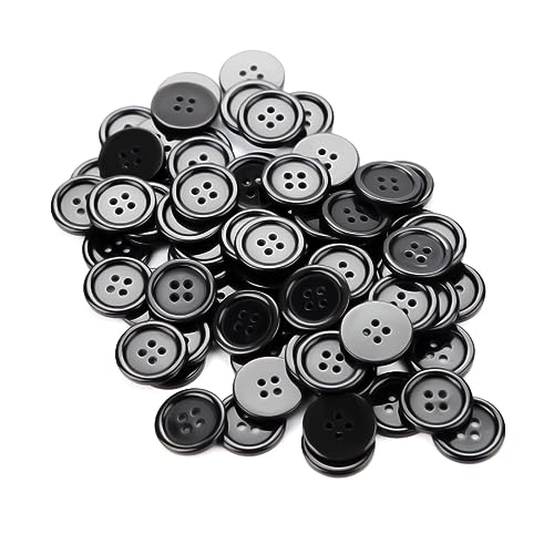 Knöpfe Harz Buttons 20mm Schwarz Knopf 4 Löcher Knöpfen zum Basteln 80 Stück Rund Hemdknöpfe mit Aufbewahrungsbox für Kleider Nähen DIY Handwerk und Deko von Pyroclasia