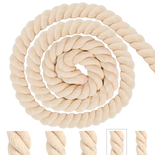 Baumwollkordel Makramee Garn 10mm 5m Tau Seil Beige Baumwollseil Kordelband Rope Laces Dicke Kordel Baumwollschnur für Dekoration, DIY-Bastelarbeiten, Handwerk, Gartenarbeit, Geschenke Verpackung von Pyroclasia