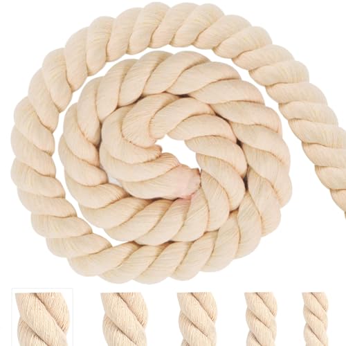 Baumwollkordel Tau Seil 20mm 4m Beige Baumwollseil Kordelband Rope Laces Makramee Garn Dicke Kordel Baumwollschnur für Dekoration, DIY-Bastelarbeiten, Handwerk, Gartenarbeit, Geschenke Verpackung von Pyroclasia