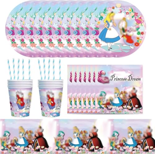 51pcs Geburtstag Partygeschirr Set, Papierteller, Papiertasse, Papiertuch, Strohs, Tischdecke,Alice im Wunderland Teeparty Kindergeburtstag Geschirr Set -10 people 51pcs Geburtstag Partygeschirr Set, Papierteller, Papiertasse, Papiertuch, Strohs, Tischdecke,Alice im Wunderland Teeparty Kindergeburtstag Geschirr Set -10 people von PyrrlicToy