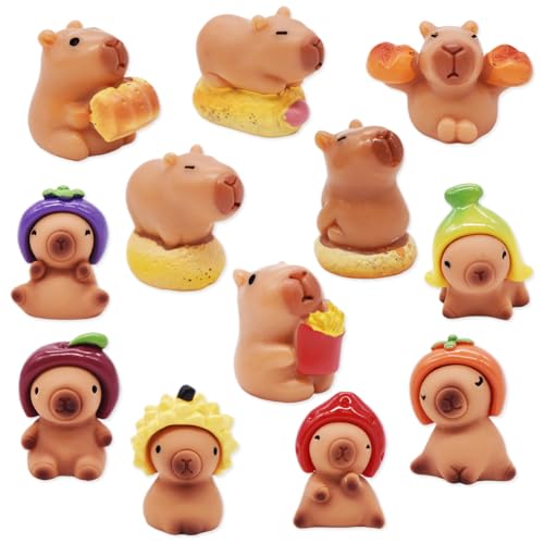 PyrrlicToy Mini Capybra Harz Figuren, 12PCS Figuren, Capybra Kuchendekoration Für Miniaturlandschaft Kuchen Desktop Garten Ornament von PyrrlicToy