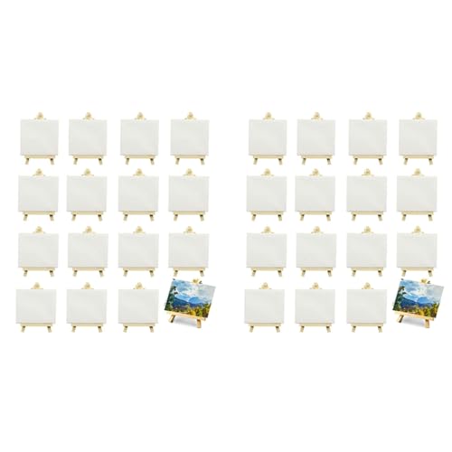 Pyugxab Mini-Leinwände mit Staffelei, 10,2 x 10,2 cm, gespannt, 32 Stück Pyugxab Mini-Leinwände mit Staffelei, 10,2 x 10,2 cm, gespannt, 32 Stück von Pyugxab