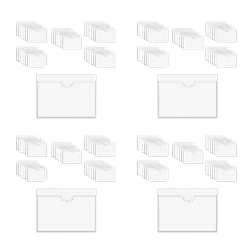 Pyugxab Selbstklebende Etikettenhalter, Kartenfächer, Etikettenhalter, transparent, Bibliothekskartenhalter mit Öffnung oben für Karteikarten, 240 Stück von Pyugxab