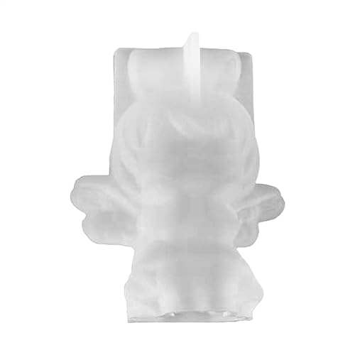 Engels-Fondantform – niedliche Winkel-Mädchen-Kerzenform, lebensmittelecht, antihaftbeschichtet, schöne Hasenohren, Engelsflügel-Design, kleines Mädchen von Pzuryhg