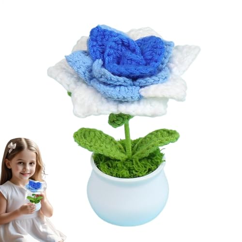 Häkelblumen-Übertopf, handgefertigte Häkelblume im Topf, gehäkelte Blume, Häkelblumen-Blumentopf-Dekoration, Häkelblume im dekorativen Topf, Häkelblumenarrangement im Topf von Pzuryhg