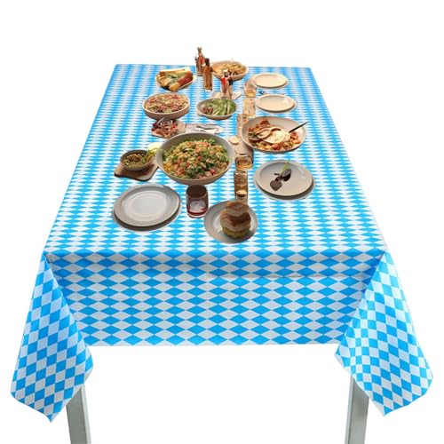 Oktoberfest-Tischdecke, blau-weiße Oktoberfest-Tischdecke, Polyethylen, wasserdicht, bayerische Tischabdeckung für Geburtstagsfeiern, Haushaltsveranstaltungen, Grillen im Freien und Partys, 274 x 134 Oktoberfest-Tischdecke, blau-weiße Oktoberfest-Tischdecke, Polyethylen, wasserdicht, bayerische Tischabdeckung für Geburtstagsfeiern, Haushaltsveranstaltungen, Grillen im Freien und Partys, 274 x 134 von Pzuryhg