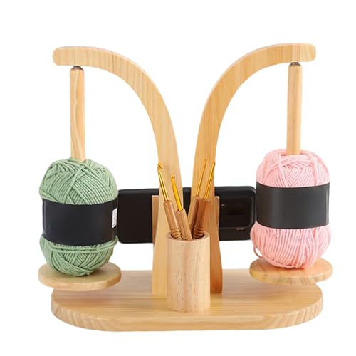 Pzuryhg Garnspinner - Häkelhalter zum Stricken | Pine Wood Build Basis mit Magnetischer Telefonhalter, Garnständer zum Handwerk, Geburtstage, Feiertage, Weihnachten, Muttertag von Pzuryhg