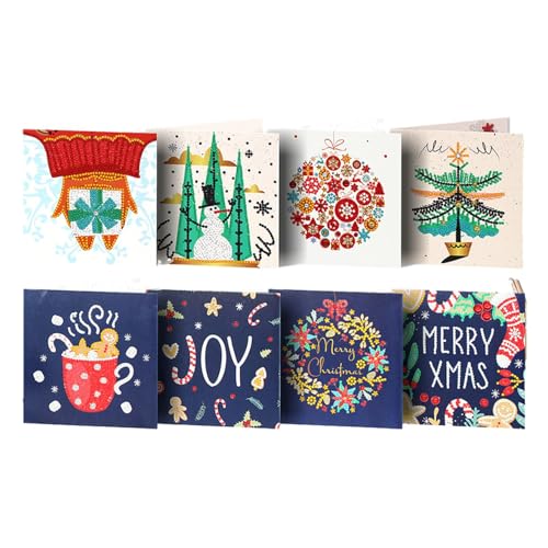 Pzuryhg Weihnachtskarten | 8 Stück handgefertigte Karten Malset | Kristallmalkarten, Weihnachtskartenherstellung, Urlaubspostkarte für Anfänger Pzuryhg Weihnachtskarten | 8 Stück handgefertigte Karten Malset | Kristallmalkarten, Weihnachtskartenherstellung, Urlaubspostkarte für Anfänger von Pzuryhg