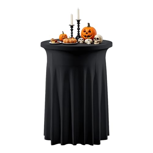 Spandex Tischdecke rund - Cocktail -Tischabdeckung für hohe Tischtische | Premium -Stretchmaterial mit Wasserschutzfinish, schützt Oberflächen perfekt für Partys Wohnkultur von Pzuryhg