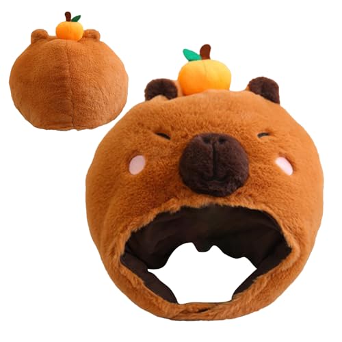 Stofftier-Partyhüte, modischer weicher Plüsch-Capybara-Hut, niedliches Cosplay-Kostüm für Damen, Herren, Teenager, Kinder, und Mädchen, 38 x 38 cm, Größe passt den meisten Kindern Stofftier-Partyhüte, modischer weicher Plüsch-Capybara-Hut, niedliches Cosplay-Kostüm für Damen, Herren, Teenager, Kinder, und Mädchen, 38 x 38 cm, Größe passt den meisten Kindern von Pzuryhg